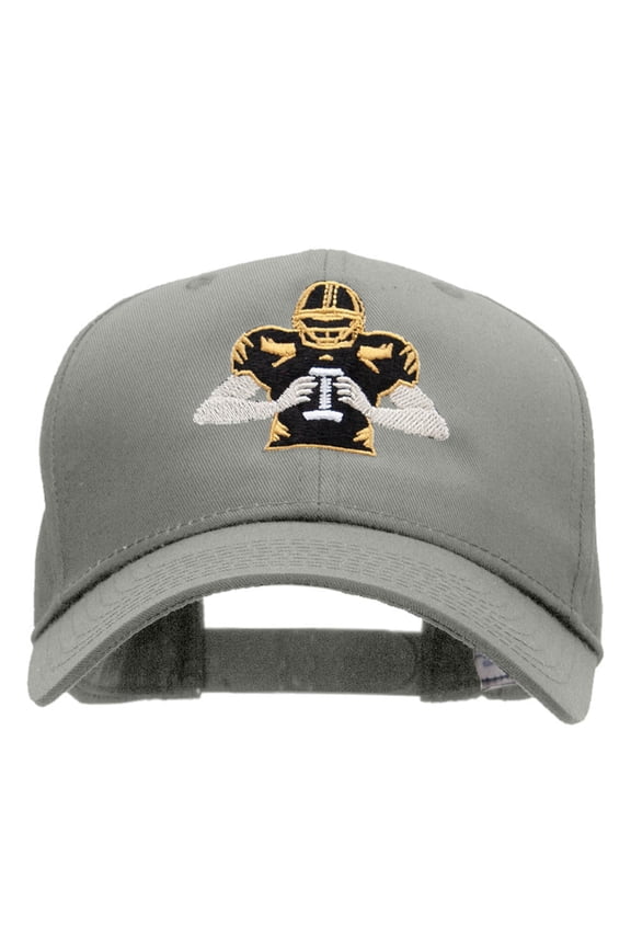 Football Player Embroidered Pro Style Twill Cap - Silver OSFM