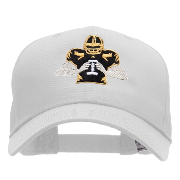 Football Player Embroidered Pro Style Twill Cap - White OSFM