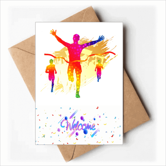 Football Player Goal Cheer Pattern Welcome Back Greeting Cards Envelopes Blank