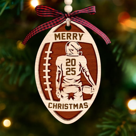 Football Player Ornament - Fantastic Football Ornament for Christmas Tree, Unique Christmas Ornaments 2025 for Sports Fans, Fun Gift for Fantasy Football Enthusiasts, Festive Sports-Themed Decor