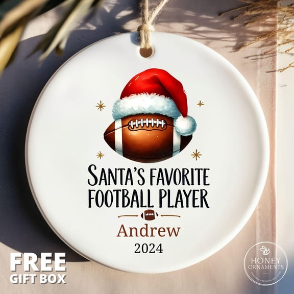 Football Player Ornament — Personalized Team & Number Gift, Game Day Fan Décor for Home Tree