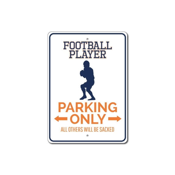 Football Player Parking Sign, Football Player Sign, Football Player Sign, Football Decor, Football Garage Aluminum Sign - 10x14 inches