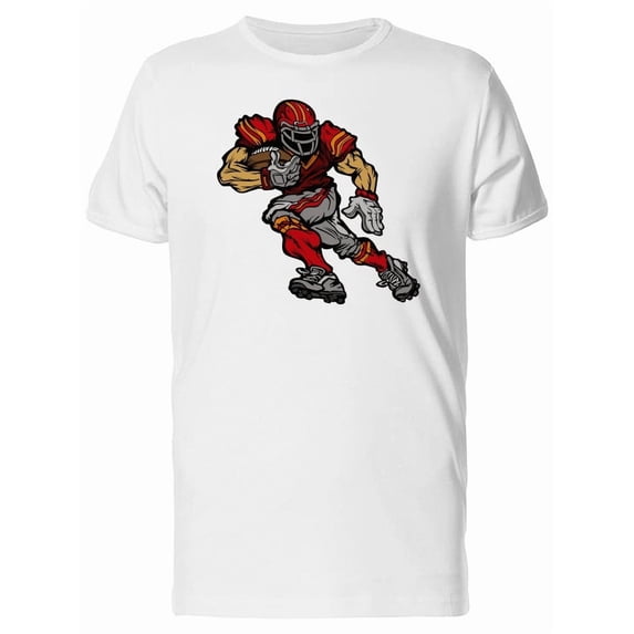 Football Player Running Cartoon T-Shirt Men -Image by Shutterstock, Male Small