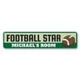 thumbnail image 1 of Football Player Sign, Kid Name Football Room Sign, Custom Football Star Sports Lover Aluminum Decor - 4x18 inches, 1 of 4