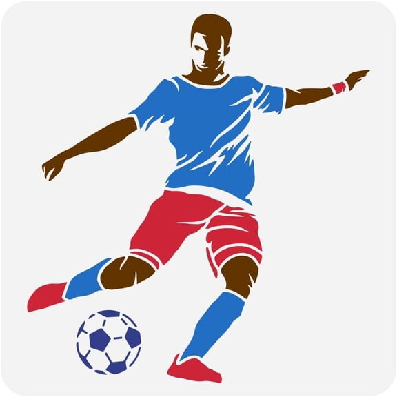 Football Player Stencil 11.8x11.8 inch Reusable Soccer Sports Drawing Template