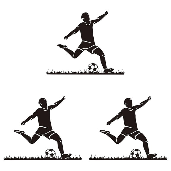 Football Player Sticker - Black Kicking Wall Sticker Children's Room Wall Decoration, Self-Adhesive PVC for Easy Application, Black Sporty Design for Children's Room Wall Decoration