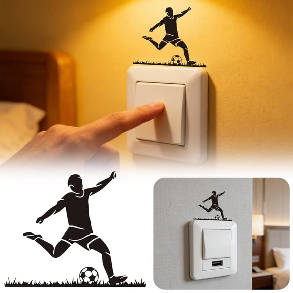 Football Player Sticker - Black Kicking Wall Sticker Children's Room Wall Decoration, Self-Adhesive PVC for Easy Application, Black Sporty Design for Children's Room Wall Decoration