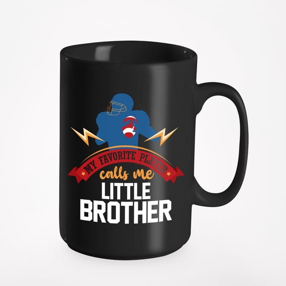 Football Player's Little Brother, Black 15oz Ceramic Mug