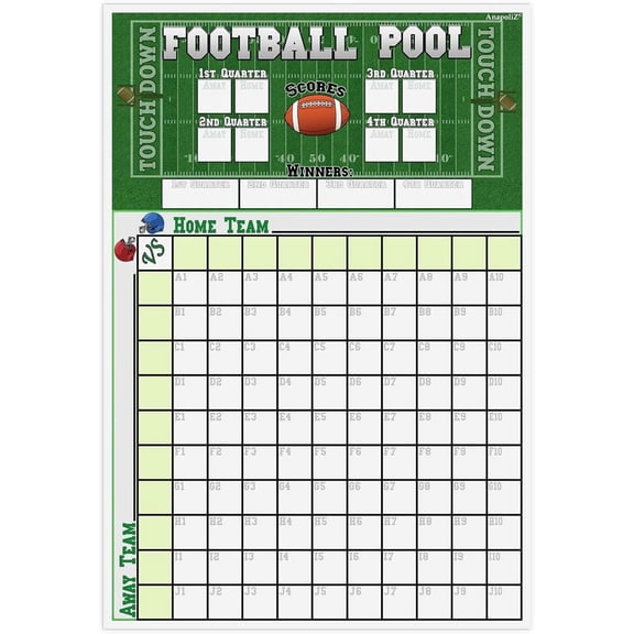 Football Pool Football Squares Pool Board Office Pool Football Poster Big Game Party Decorations Size 24''x36''-Gategoo