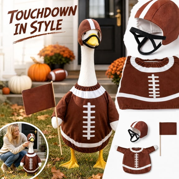 Football Porch Goose Outfits 23 Inch Helmet And Flag Included, For Sports Theme Yard Patio Lawn Home Arrangement, Goose Not Included