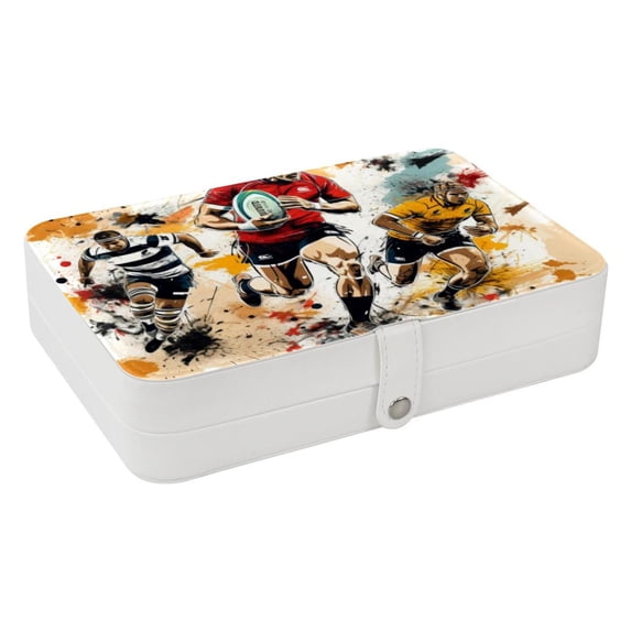 Football Portable PU Leather Jewelry Stand with Removable Compartment, Display Case, Earring Holder, and Organizer Box