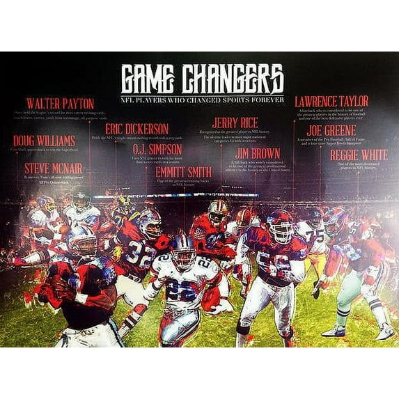 Football Poster Black Sports History (24x18)