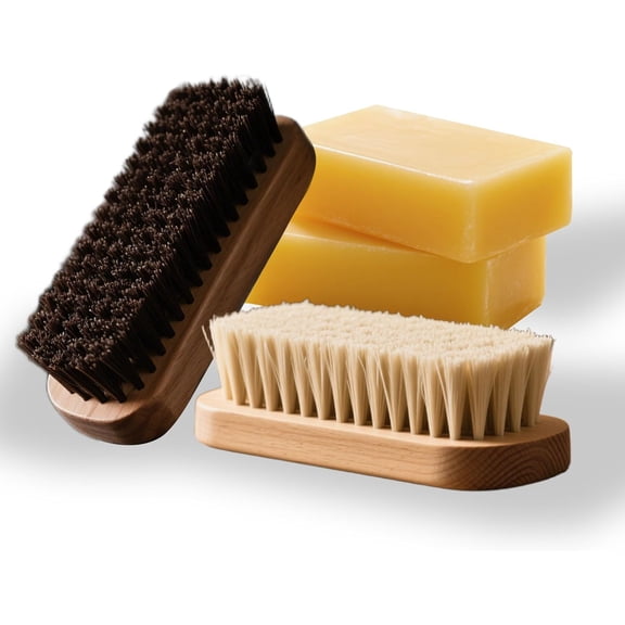 Football Prep Kit Premium Leather Conditioning Set with 2 Wax Bars & Dual Brushes (Horsehair & Hog Bristle) for Enhanced Grip & Durability