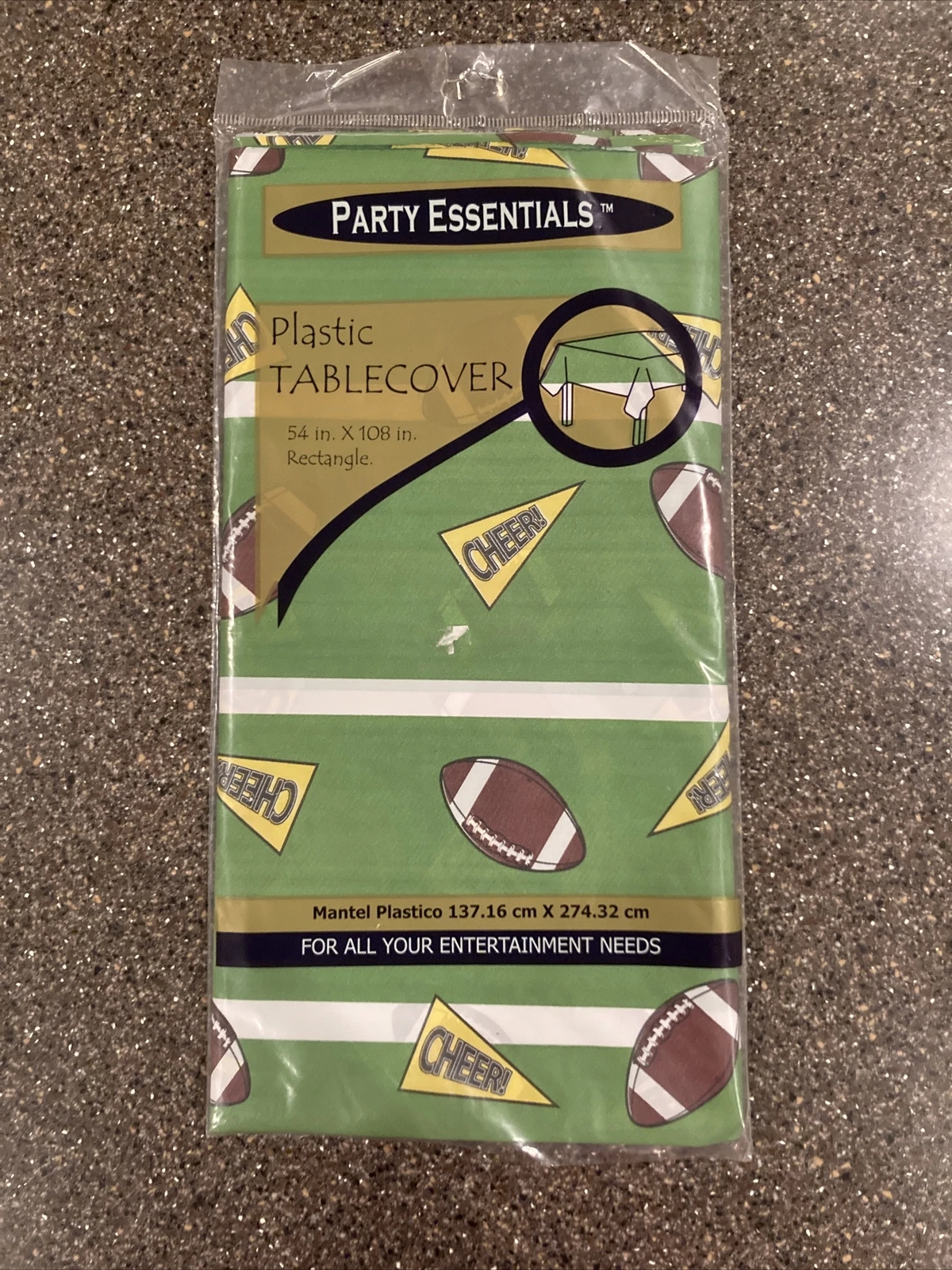 Football Print Plastic Table Cover 54" X 108" Rectangle, Party Essentials