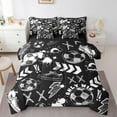 thumbnail image 1 of Football Queen Bed in a Bag,Soccer Ball Gaming Bedding Sets,Sport Themed Comforter Set 7 Piece,Modern Black And White Sheet Set with Comforter,Black Reversible, 1 of 5