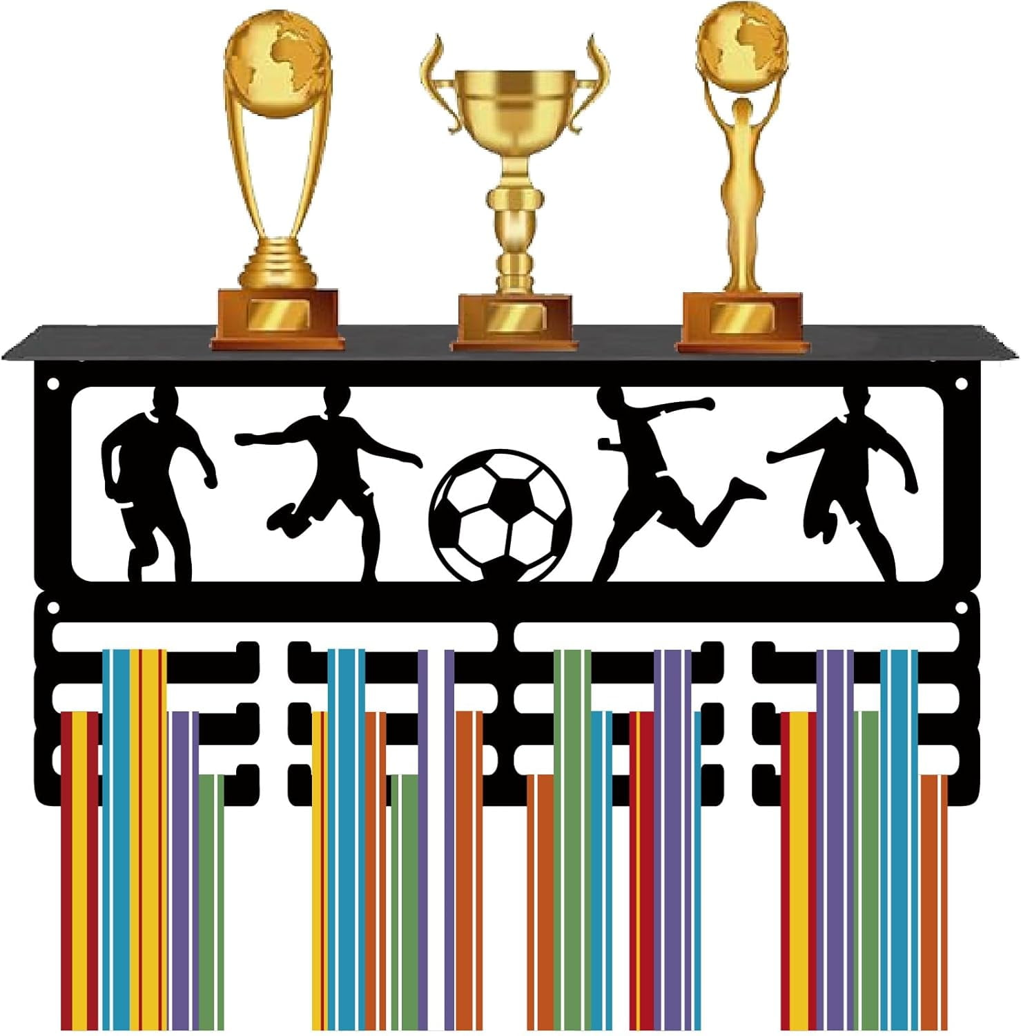 Football Race Medal Awards Rack Medal Display Stands Troy Shelf Soccer Metal Medal Holder Iron Hanger Hooks Exhibition Rack for Competition Medalist 7.9x15.7in Mixed ColorDIY