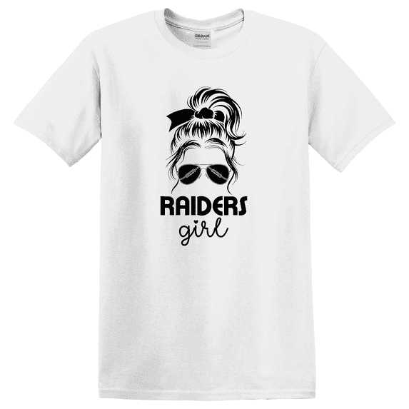 Football Raiders Girl Messy Bun Inspired Graphic T-Shirt