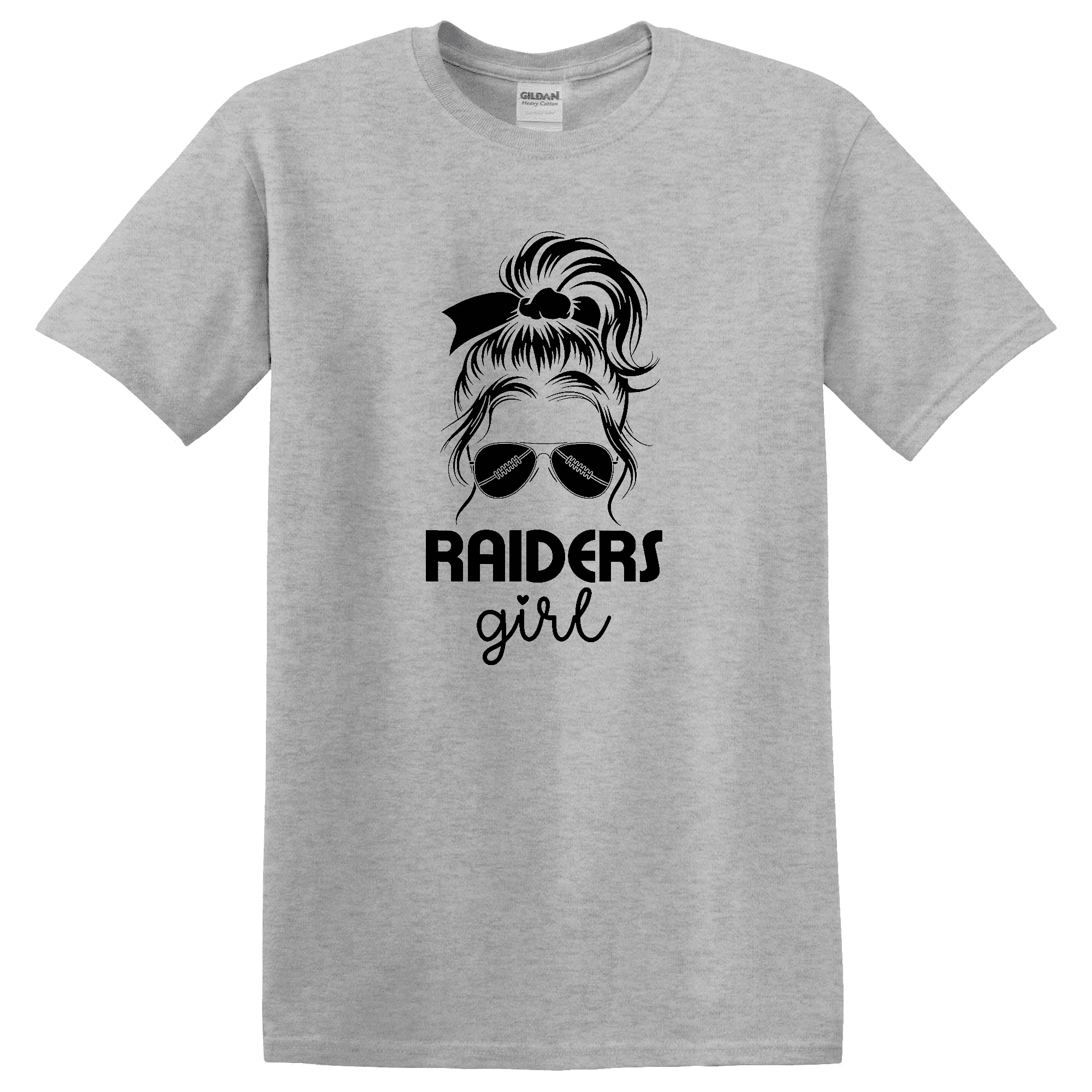 Football Raiders Girl Messy Bun Inspired Graphic T-Shirt - Walmart.com