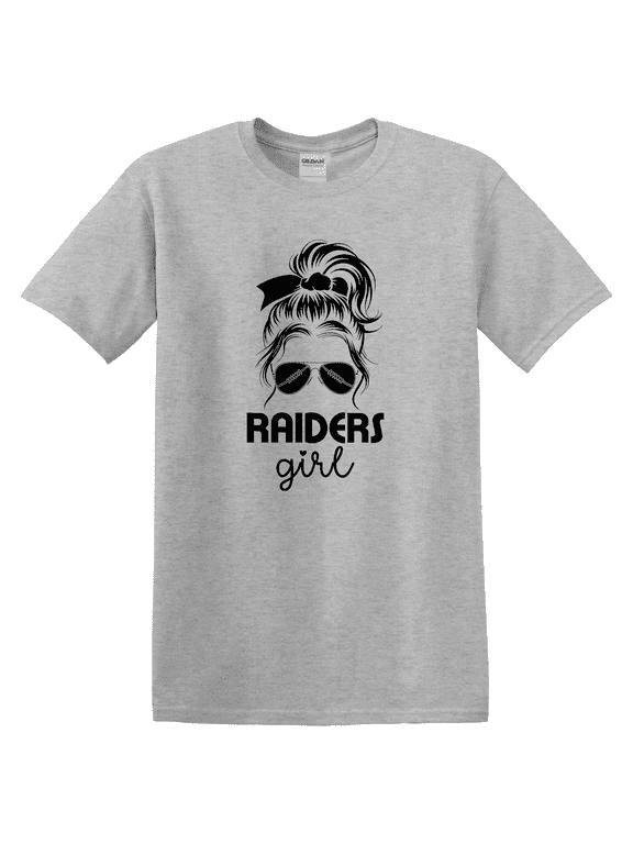 Football Raiders Girl Messy Bun Inspired Graphic T-Shirt