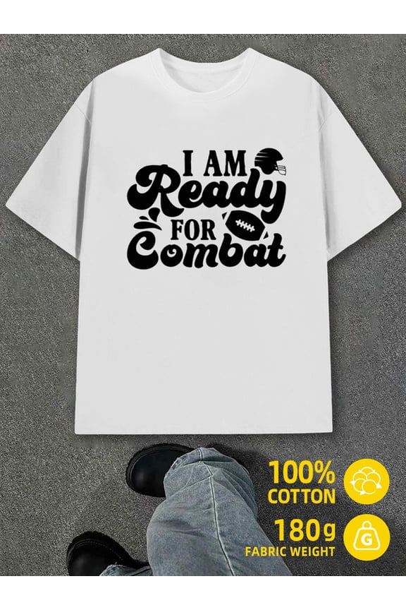 Football Ready Tee men white 180G 100% Cotton Fashionable, printed, machine washable Trendy Unisex Shirt Short Sleeve tshirts Unique Design Unisex Shirt Crewneck tshirts