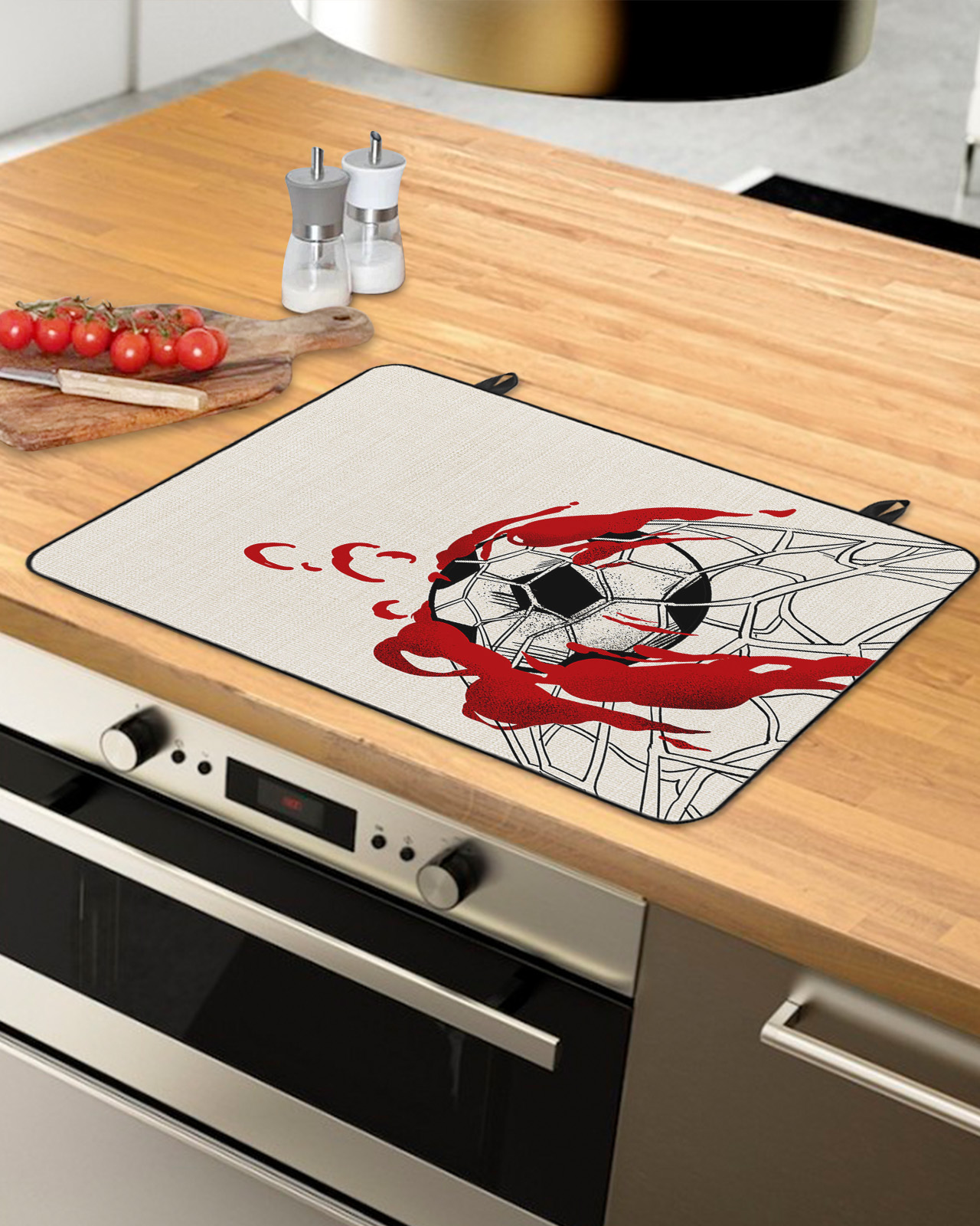 Football with Red Flame Stove Top Covers for Electric Stove, Heat