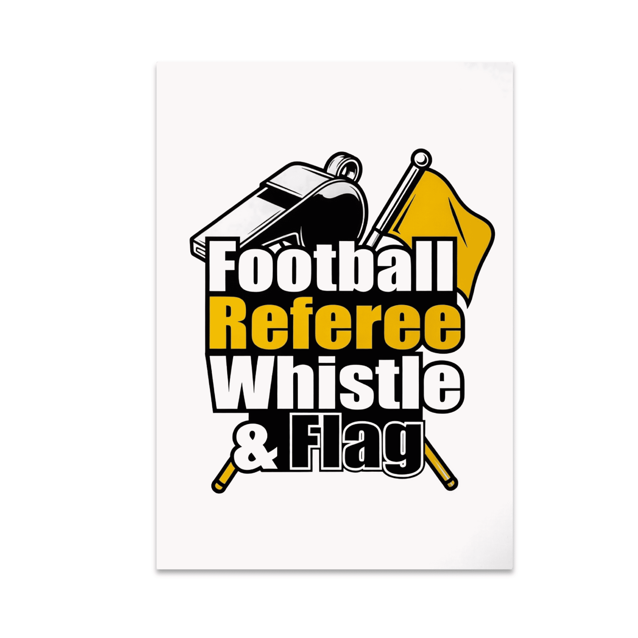 Football Referee Whistle & Flag Wall Decor - Sports Enthusiast - 13x19 Poster Print