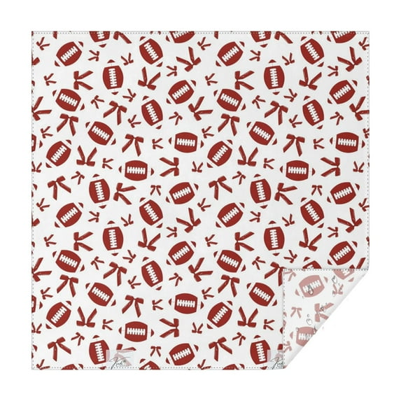 Football and Ribbon Shapes Pattern Square Tablecloth,Waterproof Square Table Cover,Wipeable Spillproof Washable Table Cover for Home Kitchen Party Decor 42"X42"(107x107cm)