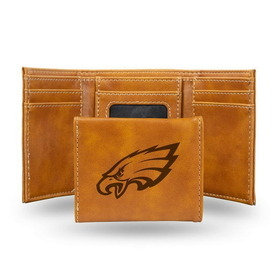 Football Rico Industries Philadelphia Brown Laser Engraved Trifold Laser Engraved Tri-Fold Wallet - Men's Accessory