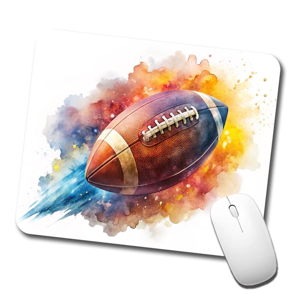 Football Rocketing Through The Air Watercolor Mouse Pad Low Profile Gaming Mat