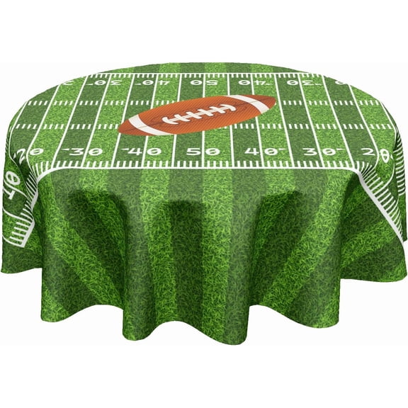 Football Round Tablecloth 60 Inch American Football Field Circle Table Cloth Rugby Ball Sport Themed Game Day Table Cover for Party Kitchen Dinner Home Decor