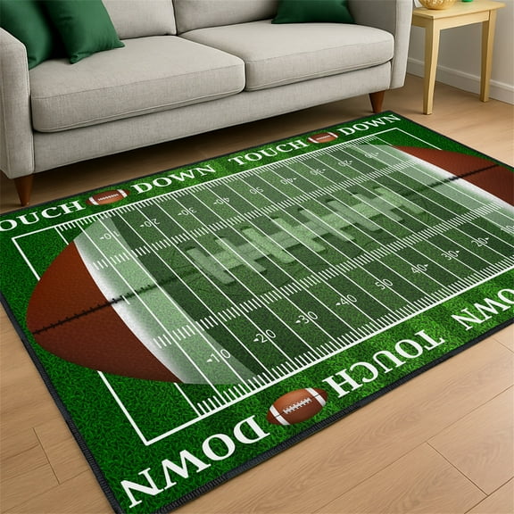 Football Rug for Bedroom,3'x5' Non-Slip Football Field Rugs,Sports Rug for Lving Room Decor