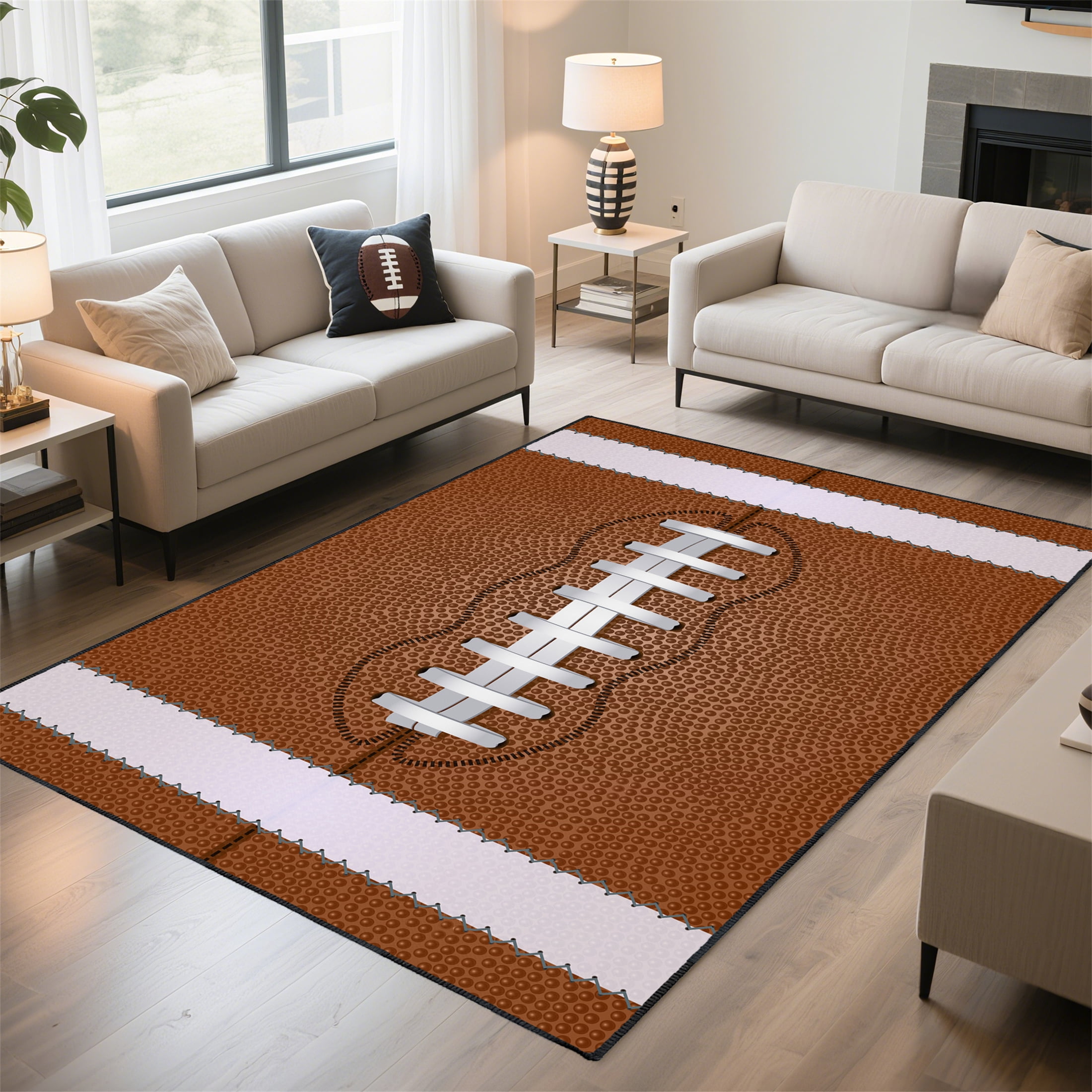 Cu Football Rug Football Rug for Bedroom–Non Slip 5'x7' Football Field Rugs for Living ...