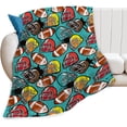 thumbnail image 1 of Football Rugby Blanket Soccer Sports Throw Blanket Colorful Ball Gifts for Girls Boys Kids Football Lovers Adults Woman Adults Soft Warm Plush Fleece Flannel Blanket Decor for Couch Sofa Bed 50"x60", 1 of 6