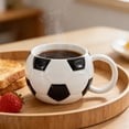 thumbnail image 1 of Football Rugby White Ceramic Cup with Lid 1pc, Football Coffee Mugs for Hot Tea, Cappuccino, Mocha, Cocoa, Holiday Gift Souvenir for Sports Fans, 4" x 6", 1 of 6