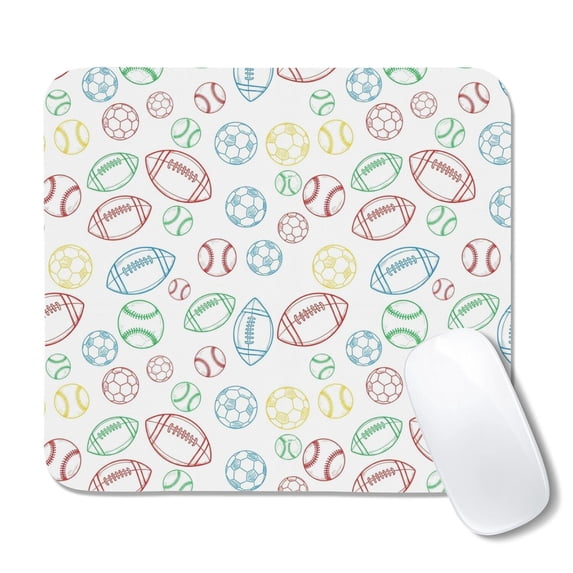 White Control Slips Football and Rugby White Pattern Square Mouse Pad, Precision Control ...