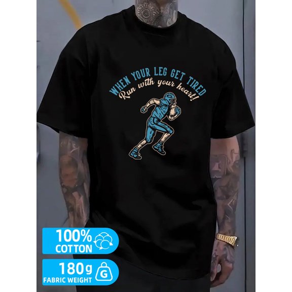 Football Run mens black 180G 100% Cotton summer and spring season Casual Unisex Shirt Short Sleeve tshirts Retro Unisex Shirt Graphic Tee tshirts Funny Unisex Shirt Cotton tshirts