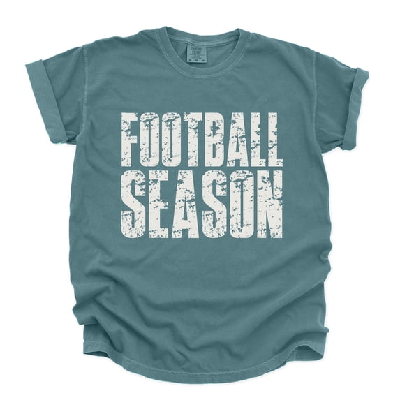 Football Season Block Distressed - Women's Garment Dyed Graphic T-Shirt