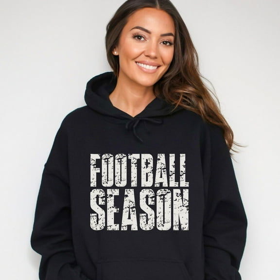 Football Season Block Distressed - Women's Graphic Hoodie