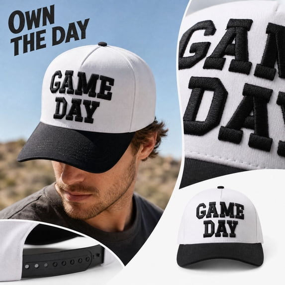 Football Season Gameday Hat,Vintage Letter Embroidered Hat,Adjustable Unisex Sports Fan Baseball Cap For Game Day Events