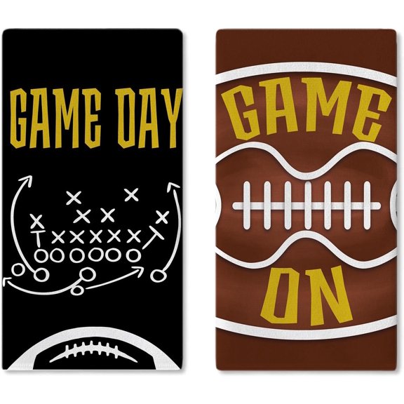Football Season Kitchen Dish Towels Set of 2, Sport Game Day Drying Hand Towel Baking Cooking Cloth, Game on Rugby Bathroom Home Decoration Football Lover Player Gifts 18''x26''