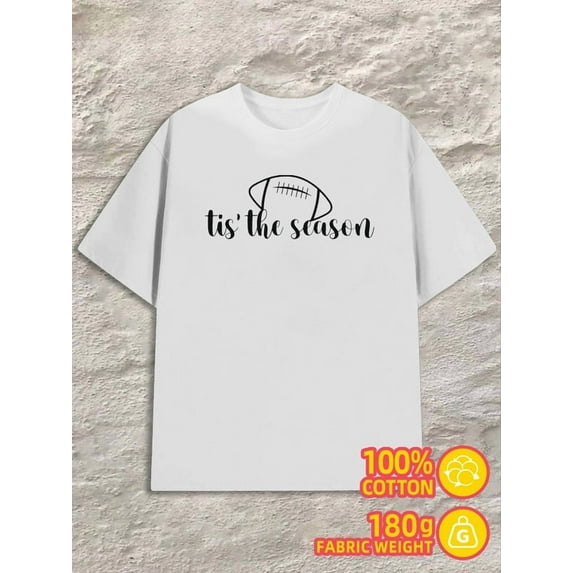 Football Season Tee men's 180G 100% Cotton white Casual Unisex Shirt Graphic tshirts Funny Unisex Shirt Crewneck tshirts Casual Unisex Shirt Printed tshirts