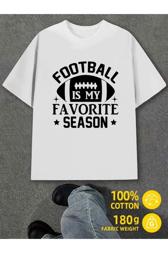 Football Season Tee for men white 180G 100% Cotton Hip-hop streetwear Unique Design Unisex Shirt Crewneck tshirts Original Unisex Shirt Graphic tshirts