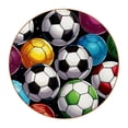 thumbnail image 1 of Football Set of 6 Cute Round Coasters, Microfiber Leather Drink Coasters for Table, 11x11 cm/4.3x4.3 Inches, Coasters for Home and Office Decor, 1 of 6