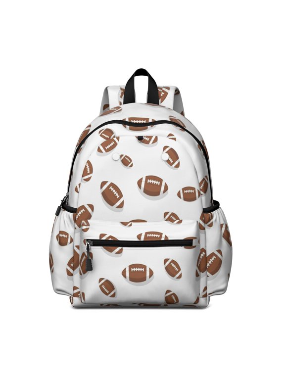 Football Shadow Brown Pattern Backpack for School, Cute School Bag with Adjustable Shoulder Straps and Padded Back, 13.4"x11"x4.7"