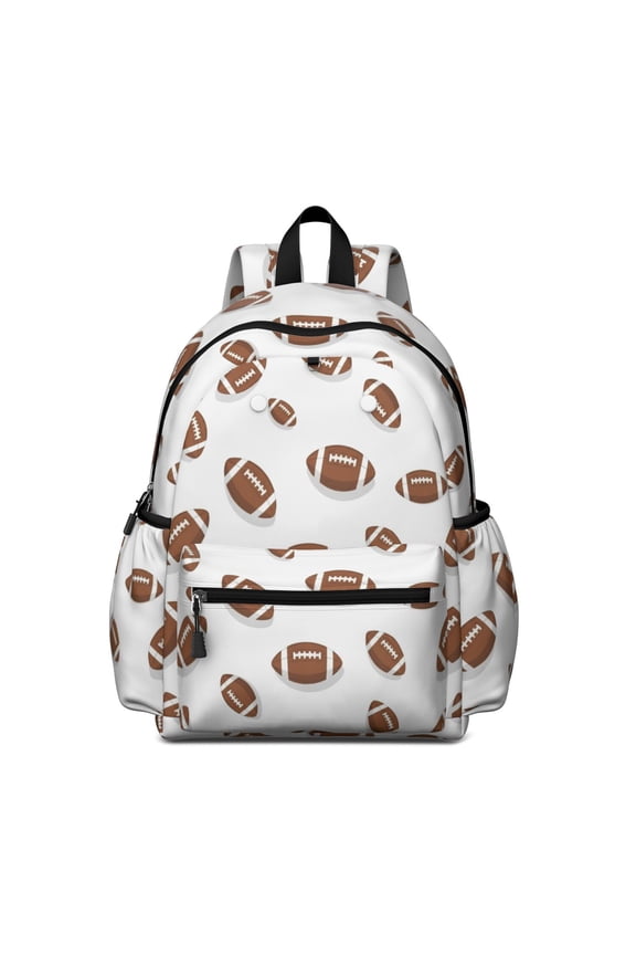 Football Shadow Brown Pattern Backpack for School, Cute School Bag with Adjustable Shoulder Straps and Padded Back, 13.4"x11"x4.7"