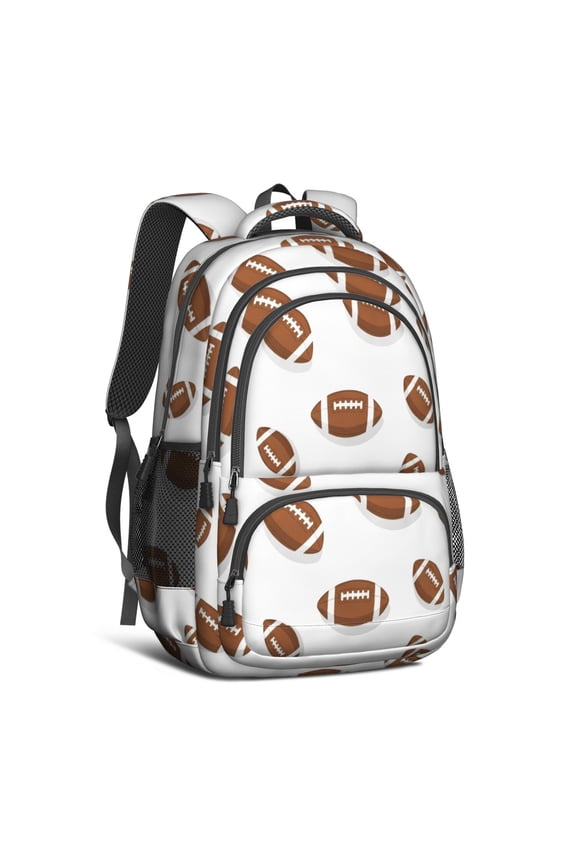 Football Shadow Brown Pattern Backpack for School, Cute School Bag with Adjustable Shoulder Straps and Padded Back, 16.9"x12.6"x5.9"