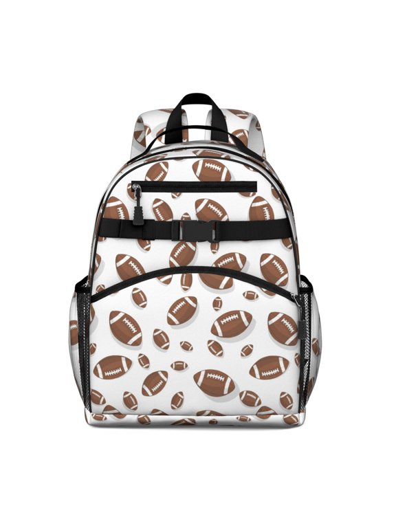 Football Shadow Brown Pattern Cute School Backpack Bag for School with Padded Back and Adjustable Shoulder Straps 15.25"x11.5"x5.25"