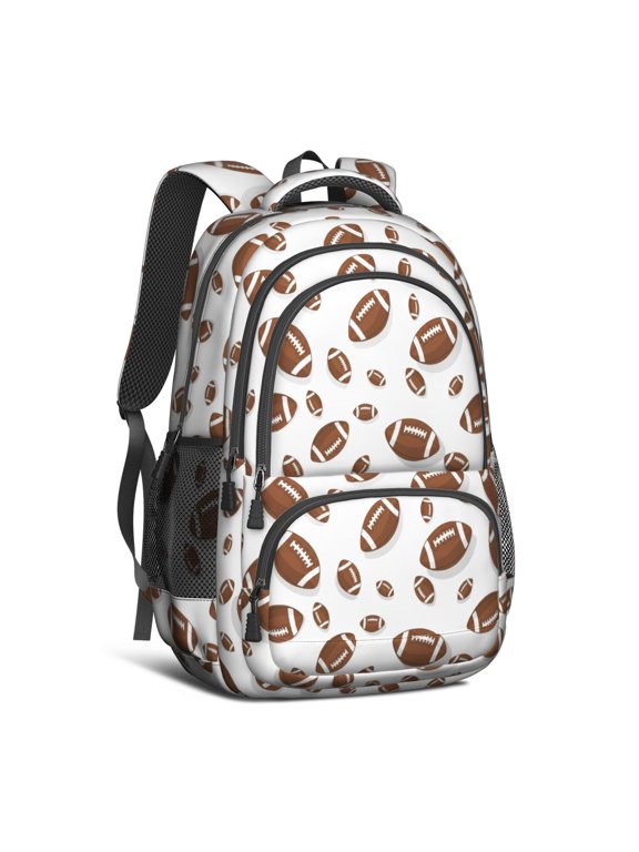 Football Shadow Brown Pattern Cute School Backpack Bag with Padded Back and Adjustable Shoulder Straps 16.9 X 12.6 X 5.9 Inches
