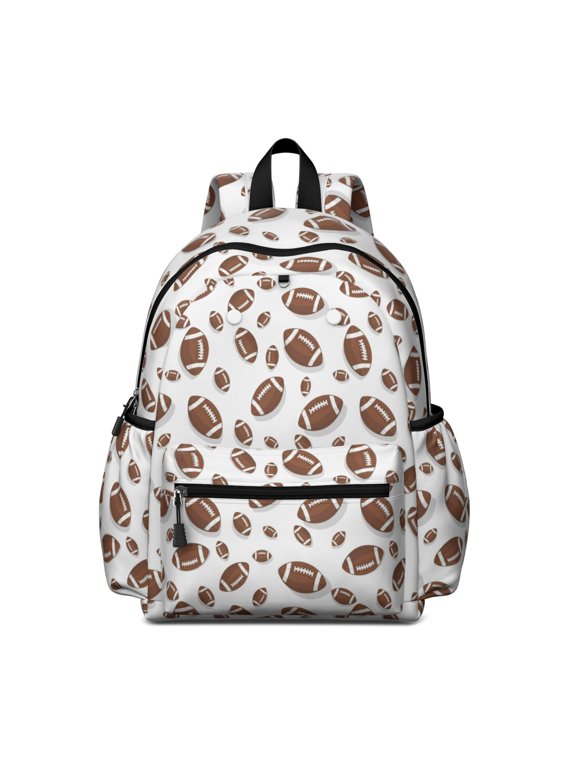 Football Shadow Brown Pattern Cute School Backpack with Padded Back and Adjustable Shoulder Straps 13.4"x11"x4.7"