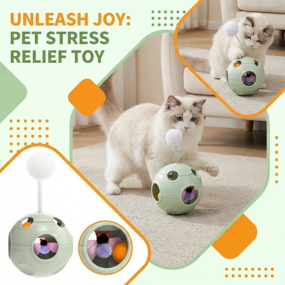 Football Shape Rotating Bubble Cube Pet Toy – Stress Relieving Puzzle Toy for Cats and Small Dogs,Green